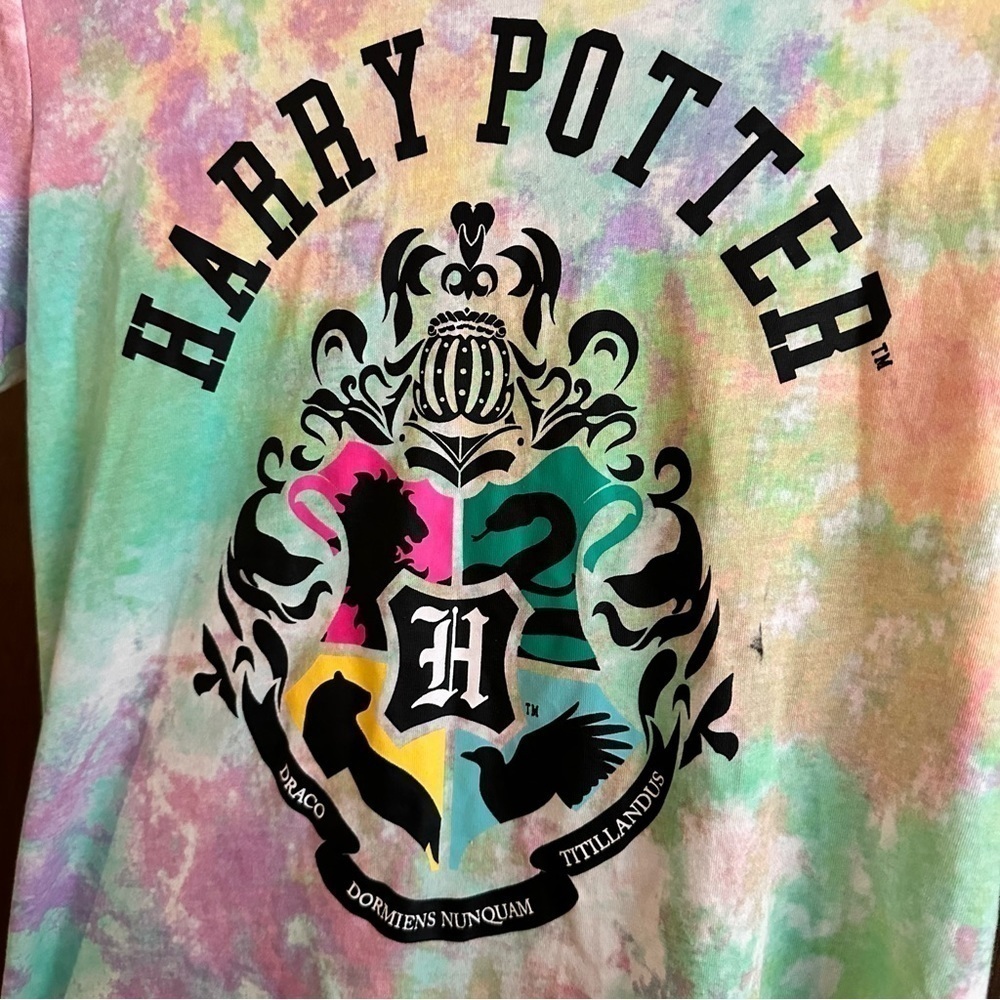 Disney Harry Potter Wizarding World Multi-colour Tie Dye Short Sleeve Tee Sz S - Picture 4 of 6